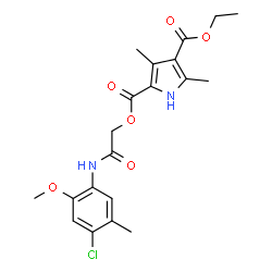 ChemSpider 2D Image | 2-{2-[(4-Chloro-2-methoxy-5-methylphenyl)amino]-2-oxoethyl} 4-ethyl 3,5-dimethyl-1H-pyrrole-2,4-dicarboxylate | C20H23ClN2O6