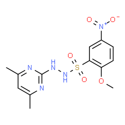 ChemSpider 2D Image | N'-[(2Z)-4,6-Dimethyl-2(1H)-pyrimidinylidene]-2-methoxy-5-nitrobenzenesulfonohydrazide | C13H15N5O5S