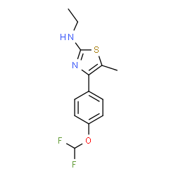 ChemSpider 2D Image | 4-[4-(Difluoromethoxy)phenyl]-N-ethyl-5-methyl-1,3-thiazol-2-amine | C13H14F2N2OS