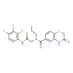 ChemSpider 2D Image | 3-Oxo-N-{2-oxo-2-[(2,3,4-trifluorophenyl)amino]ethyl}-N-propyl-3,4-dihydro-2H-1,4-benzothiazine-6-carboxamide | C20H18F3N3O3S
