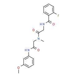 ChemSpider 2D Image | N-(2-Fluorobenzoyl)glycyl-N-(3-methoxyphenyl)-N~2~-methylglycinamide | C19H20FN3O4