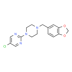 ChemSpider 2D Image | 2-[4-(1,3-Benzodioxol-5-ylmethyl)-1-piperazinyl]-5-chloropyrimidine | C16H17ClN4O2