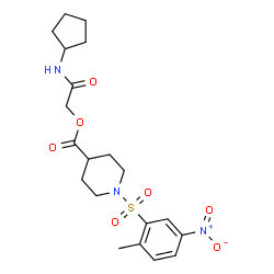 ChemSpider 2D Image | 2-(Cyclopentylamino)-2-oxoethyl 1-[(2-methyl-5-nitrophenyl)sulfonyl]-4-piperidinecarboxylate | C20H27N3O7S
