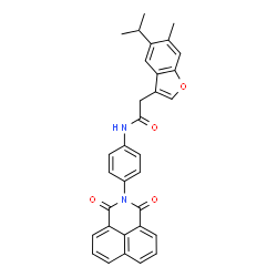 ChemSpider 2D Image | N-[4-(1,3-Dioxo-1H-benzo[de]isoquinolin-2(3H)-yl)phenyl]-2-(5-isopropyl-6-methyl-1-benzofuran-3-yl)acetamide | C32H26N2O4