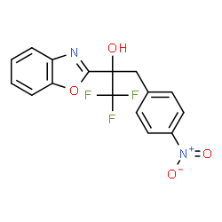 ChemSpider 2D Image | 2-(1,3-Benzoxazol-2-yl)-1,1,1-trifluoro-3-(4-nitrophenyl)-2-propanol | C16H11F3N2O4