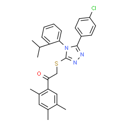 ChemSpider 2D Image | 2-{[5-(4-Chlorophenyl)-4-(2-isopropylphenyl)-4H-1,2,4-triazol-3-yl]sulfanyl}-1-(2,4,5-trimethylphenyl)ethanone | C28H28ClN3OS
