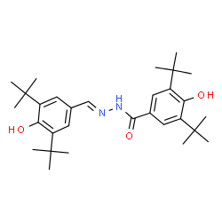 ChemSpider 2D Image | 4-Hydroxy-N'-{(E)-[4-hydroxy-3,5-bis(2-methyl-2-propanyl)phenyl]methylene}-3,5-bis(2-methyl-2-propanyl)benzohydrazide | C30H44N2O3