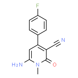 ChemSpider 2D Image | 6-Amino-4-(4-fluorophenyl)-1-methyl-2-oxo-1,2-dihydro-3-pyridinecarbonitrile | C13H10FN3O