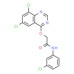 ChemSpider 2D Image | N-(3-Chlorophenyl)-2-[(6,8-dichloro-4-quinazolinyl)oxy]acetamide | C16H10Cl3N3O2