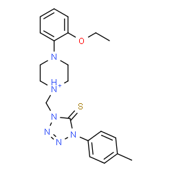 ChemSpider 2D Image | 4-(2-Ethoxyphenyl)-1-{[4-(4-methylphenyl)-5-thioxo-4,5-dihydro-1H-tetrazol-1-yl]methyl}piperazin-1-ium | C21H27N6OS