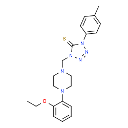 ChemSpider 2D Image | 1-{[4-(2-Ethoxyphenyl)-1-piperazinyl]methyl}-4-(4-methylphenyl)-1,4-dihydro-5H-tetrazole-5-thione | C21H26N6OS