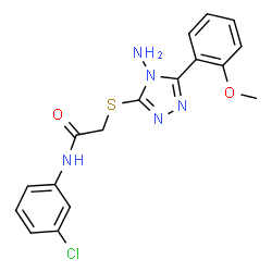 ChemSpider 2D Image | 2-{[4-Amino-5-(2-methoxyphenyl)-4H-1,2,4-triazol-3-yl]sulfanyl}-N-(3-chlorophenyl)acetamide | C17H16ClN5O2S
