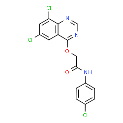 ChemSpider 2D Image | N-(4-Chlorophenyl)-2-[(6,8-dichloro-4-quinazolinyl)oxy]acetamide | C16H10Cl3N3O2