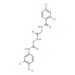 ChemSpider 2D Image | N-(2,4-Dichlorobenzoyl)glycyl-N-(3-chloro-4-methoxyphenyl)glycinamide | C18H16Cl3N3O4