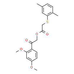 ChemSpider 2D Image | 2-(2,4-Dimethoxyphenyl)-2-oxoethyl [(2,5-dimethylphenyl)sulfanyl]acetate | C20H22O5S