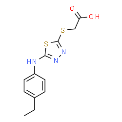 ChemSpider 2D Image | [5-(4-Ethyl-phenylamino)-[1,3,4]thiadiazol-2-ylsulfanyl]-acetic acid | C12H13N3O2S2