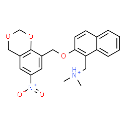 ChemSpider 2D Image | N,N-Dimethyl{2-[(6-nitro-4H-1,3-benzodioxin-8-yl)methoxy]-1-naphthyl}methanaminium | C22H23N2O5