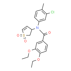 ChemSpider 2D Image | N-(3-Chloro-4-methylphenyl)-N-(1,1-dioxido-2,3-dihydro-3-thiophenyl)-3,4-diethoxybenzamide | C22H24ClNO5S