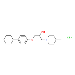 ChemSpider 2D Image | 1-(4-Cyclohexylphenoxy)-3-(4-methyl-1-piperidinyl)-2-propanol hydrochloride (1:1) | C21H34ClNO2