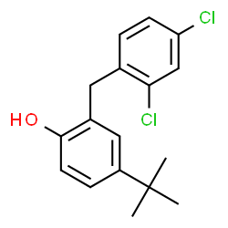 ChemSpider 2D Image | 2-(2,4-Dichlorobenzyl)-4-(2-methyl-2-propanyl)phenol | C17H18Cl2O
