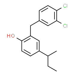 ChemSpider 2D Image | 4-sec-Butyl-2-(3,4-dichlorobenzyl)phenol | C17H18Cl2O