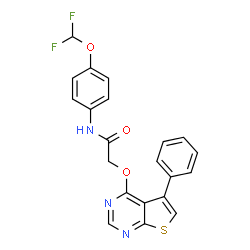 ChemSpider 2D Image | N-[4-(Difluoromethoxy)phenyl]-2-[(5-phenylthieno[2,3-d]pyrimidin-4-yl)oxy]acetamide | C21H15F2N3O3S
