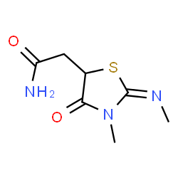 ChemSpider 2D Image | 2-[(2E)-3-Methyl-2-(methylimino)-4-oxo-1,3-thiazolidin-5-yl]acetamide | C7H11N3O2S