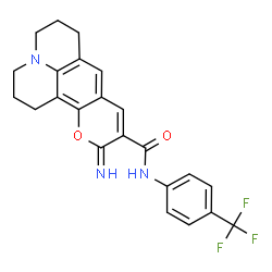ChemSpider 2D Image | 11-Imino-N-[4-(trifluoromethyl)phenyl]-2,3,6,7-tetrahydro-1H,5H,11H-pyrano[2,3-f]pyrido[3,2,1-ij]quinoline-10-carboxamide | C23H20F3N3O2