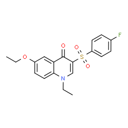 ChemSpider 2D Image | 6-Ethoxy-1-ethyl-3-[(4-fluorophenyl)sulfonyl]-4(1H)-quinolinone | C19H18FNO4S