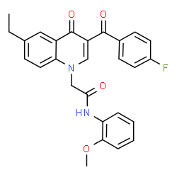ChemSpider 2D Image | 2-[6-Ethyl-3-(4-fluorobenzoyl)-4-oxo-1(4H)-quinolinyl]-N-(2-methoxyphenyl)acetamide | C27H23FN2O4