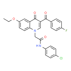 ChemSpider 2D Image | N-(4-Chlorophenyl)-2-[6-ethoxy-3-(4-fluorobenzoyl)-4-oxo-1(4H)-quinolinyl]acetamide | C26H20ClFN2O4