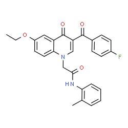 ChemSpider 2D Image | 2-[6-Ethoxy-3-(4-fluorobenzoyl)-4-oxo-1(4H)-quinolinyl]-N-(2-methylphenyl)acetamide | C27H23FN2O4