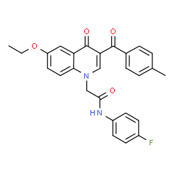 ChemSpider 2D Image | 2-[6-Ethoxy-3-(4-methylbenzoyl)-4-oxo-1(4H)-quinolinyl]-N-(4-fluorophenyl)acetamide | C27H23FN2O4