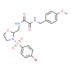 ChemSpider 2D Image | N-({3-[(4-Bromophenyl)sulfonyl]-1,3-oxazolidin-2-yl}methyl)-N'-(4-methoxybenzyl)ethanediamide | C20H22BrN3O6S
