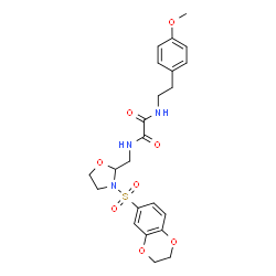 ChemSpider 2D Image | N-{[3-(2,3-Dihydro-1,4-benzodioxin-6-ylsulfonyl)-1,3-oxazolidin-2-yl]methyl}-N'-[2-(4-methoxyphenyl)ethyl]ethanediamide | C23H27N3O8S