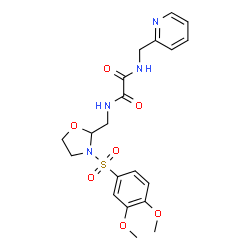 ChemSpider 2D Image | N-({3-[(3,4-Dimethoxyphenyl)sulfonyl]-1,3-oxazolidin-2-yl}methyl)-N'-(2-pyridinylmethyl)ethanediamide | C20H24N4O7S