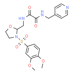 ChemSpider 2D Image | N-({3-[(3,4-Dimethoxyphenyl)sulfonyl]-1,3-oxazolidin-2-yl}methyl)-N'-(4-pyridinylmethyl)ethanediamide | C20H24N4O7S
