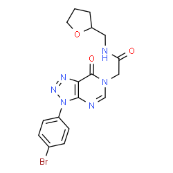 ChemSpider 2D Image | 2-[3-(4-Bromophenyl)-7-oxo-3,7-dihydro-6H-[1,2,3]triazolo[4,5-d]pyrimidin-6-yl]-N-(tetrahydro-2-furanylmethyl)acetamide | C17H17BrN6O3