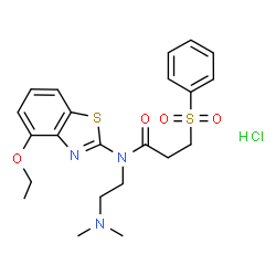 ChemSpider 2D Image | N-[2-(Dimethylamino)ethyl]-N-(4-ethoxy-1,3-benzothiazol-2-yl)-3-(phenylsulfonyl)propanamide hydrochloride (1:1) | C22H28ClN3O4S2