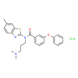 ChemSpider 2D Image | N-[3-(Dimethylamino)propyl]-N-(6-methyl-1,3-benzothiazol-2-yl)-3-phenoxybenzamide hydrochloride (1:1) | C26H28ClN3O2S