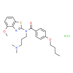 ChemSpider 2D Image | 4-Butoxy-N-[3-(dimethylamino)propyl]-N-(4-methoxy-1,3-benzothiazol-2-yl)benzamide hydrochloride (1:1) | C24H32ClN3O3S