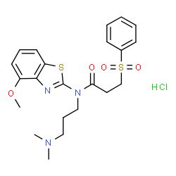 ChemSpider 2D Image | N-[3-(Dimethylamino)propyl]-N-(4-methoxy-1,3-benzothiazol-2-yl)-3-(phenylsulfonyl)propanamide hydrochloride (1:1) | C22H28ClN3O4S2