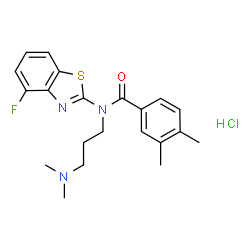 ChemSpider 2D Image | N-[3-(Dimethylamino)propyl]-N-(4-fluoro-1,3-benzothiazol-2-yl)-3,4-dimethylbenzamide hydrochloride (1:1) | C21H25ClFN3OS