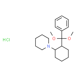 ChemSpider 2D Image | 1-{2-[Dimethoxy(phenyl)methyl]cyclohexyl}piperidine hydrochloride (1:1) | C20H32ClNO2