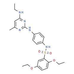 ChemSpider 2D Image | 2,5-Diethoxy-N-(4-{[4-(ethylamino)-6-methyl-2-pyrimidinyl]amino}phenyl)benzenesulfonamide | C23H29N5O4S