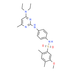 ChemSpider 2D Image | N-(4-{[4-(Diethylamino)-6-methyl-2-pyrimidinyl]amino}phenyl)-5-methoxy-2,4-dimethylbenzenesulfonamide | C24H31N5O3S