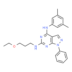 ChemSpider 2D Image | N~4~-(3,5-Dimethylphenyl)-N~6~-(3-ethoxypropyl)-1-phenyl-1H-pyrazolo[3,4-d]pyrimidine-4,6-diamine | C24H28N6O