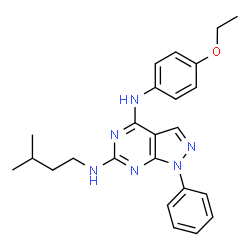 ChemSpider 2D Image | N~4~-(4-Ethoxyphenyl)-N~6~-(3-methylbutyl)-1-phenyl-1H-pyrazolo[3,4-d]pyrimidine-4,6-diamine | C24H28N6O