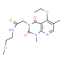 ChemSpider 2D Image | 2-(5-Ethoxy-1,6-dimethyl-2,4-dioxo-1,4-dihydropyrido[2,3-d]pyrimidin-3(2H)-yl)-N-(2-methoxyethyl)acetamide | C16H22N4O5