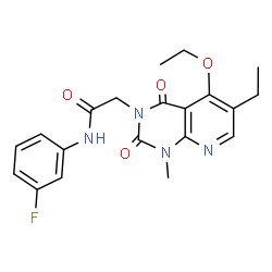ChemSpider 2D Image | 2-(5-Ethoxy-6-ethyl-1-methyl-2,4-dioxo-1,4-dihydropyrido[2,3-d]pyrimidin-3(2H)-yl)-N-(3-fluorophenyl)acetamide | C20H21FN4O4
